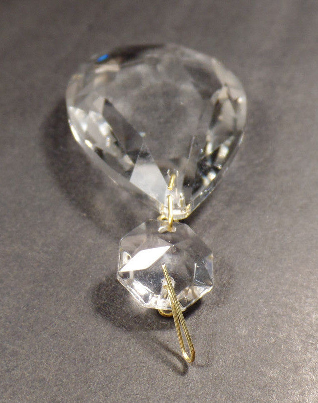 1 1/8" (28mm) Clear Glass Crystal Pendalogue Prism w/ Brass Pins Chandelier Lamp