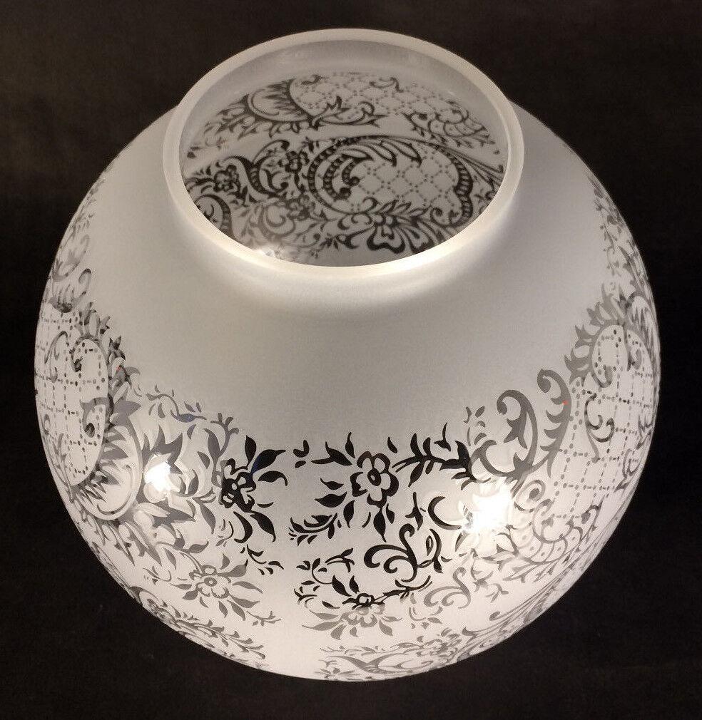 8" Venicia Satin Etched Floral Scene Gas Ball Lamp Shade