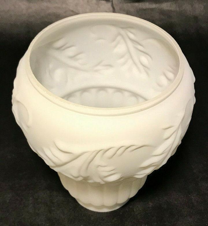 New Satin White Early Style Embossed Leaves Fixture Shade, 2 1/4" Fitter, #FS406 - Stone Door Lamps