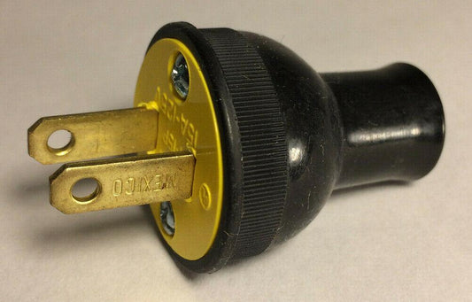 New Large Black Round Cord Plug For Large Round Wire, Cooper Brand #LP558 - Stone Door Lamps