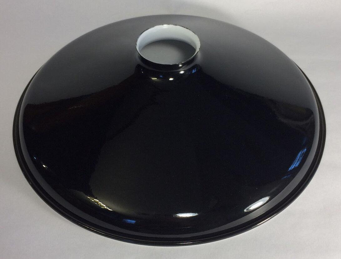 2 1/4 X 12 Black Porcelain Industrial Style Metal Cone Lamp Light Shade Pendant - Stone Door Lamps