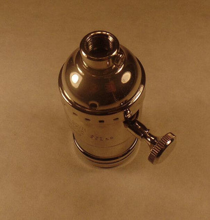 On/Off Uno Thread Solid Brass Industrial Style Turn Knob Lamp Socket Nickel 272N