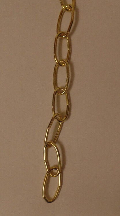 New 3' Brass Plated 10 Gauge Steel Chandelier Fixture Oval Lamp Chain #FC995 - Stone Door Lamps