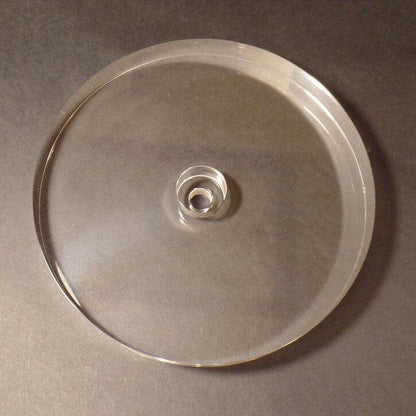 New 7" Diameter Clear Round Acrylic Lamp Break Base w/ Center Hole, No Wire Way - Stone Door Lamps