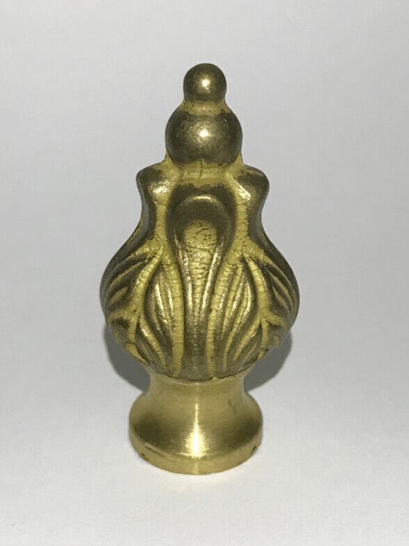 New 2" Antique Style Unfinished Brass Acanthus Lamp Finial, 1/8F Tap (3/8") 846U - Stone Door Lamps