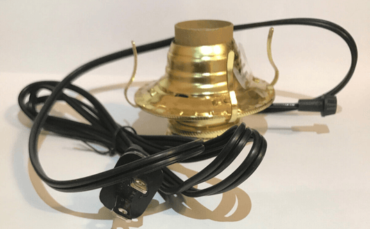 New Brass Plated #2 Electric Lamp Burner With 6 ft. Black Cord #EB204B - Stone Door Lamps