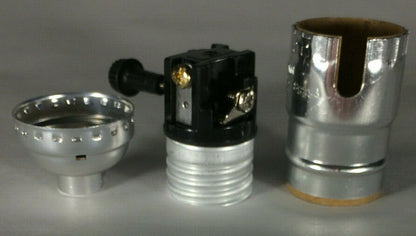 New 3-Way Nickel Finish Medium Base Turn Knob Lamp Socket SO346N