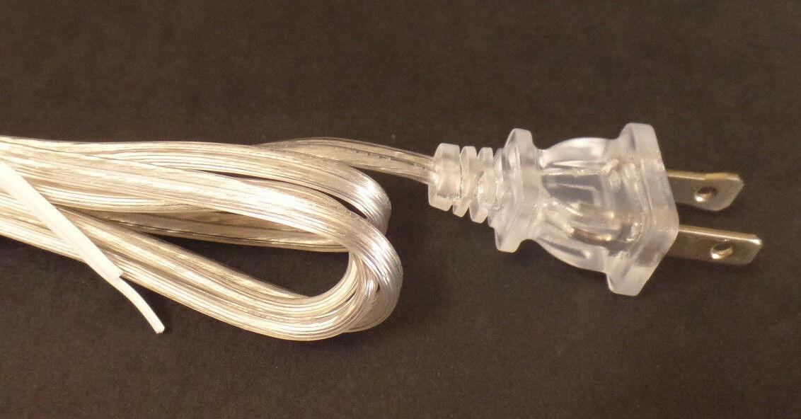 NEW 6' Clear Silver 18/2 Plastic Covered Lamp Cord Plug Set SPT - 1, U.L. #CS703 - Stone Door Lamps