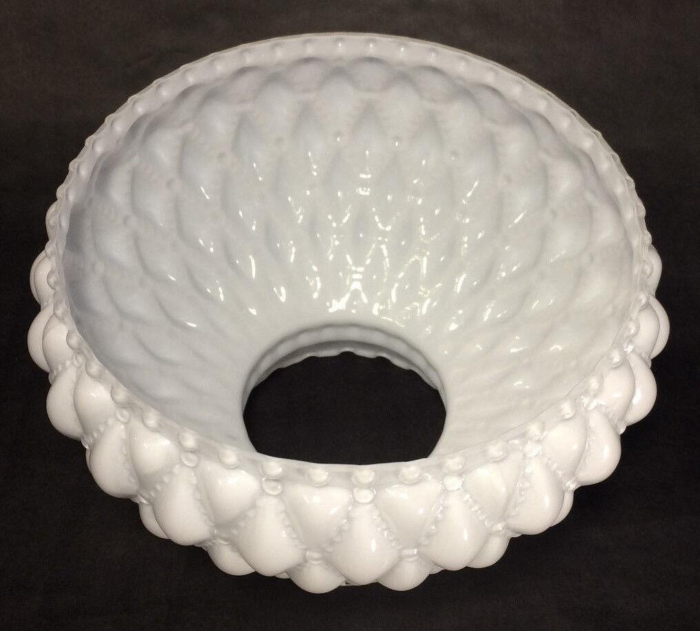 NEW 7" Diamond Quilted White Opal Glass Oil Student Lamp Shade Crimp Top #PS660 - Stone Door Lamps