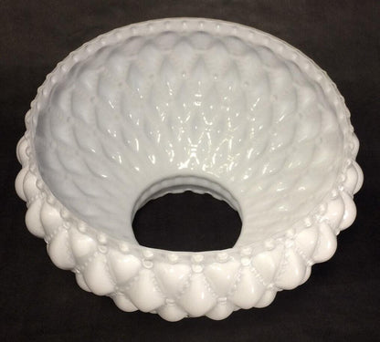 NEW 7" Diamond Quilted White Opal Glass Oil Student Lamp Shade Crimp Top #PS660 - Stone Door Lamps