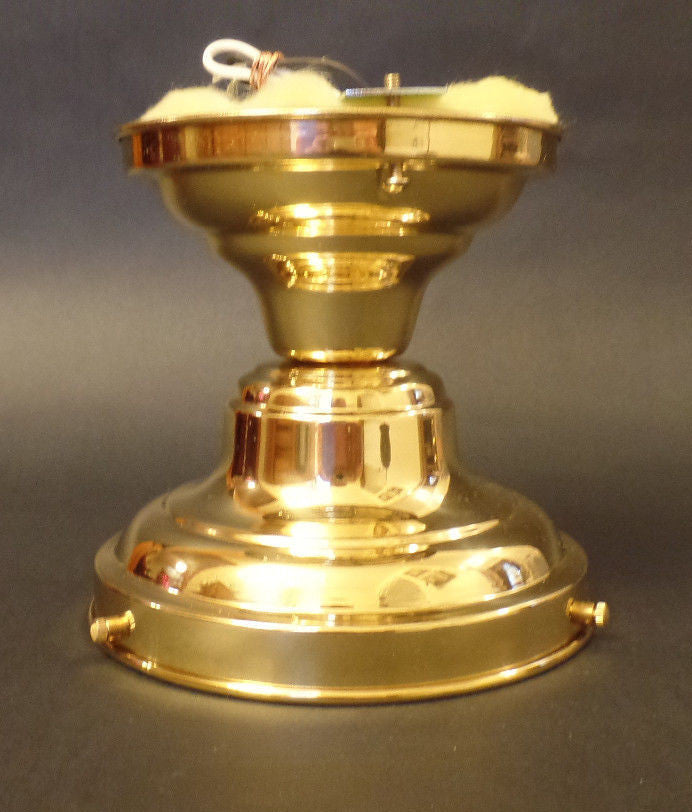 New Schoolhouse Lighting Fixture, Wired, Brass, Polished & Lacquered, 6" Fitter
