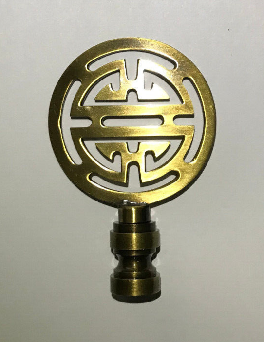 New 2 3/4" Brass Oriental Lamp Finial, Antique Brass Finish, 1/4-27F #BF161A