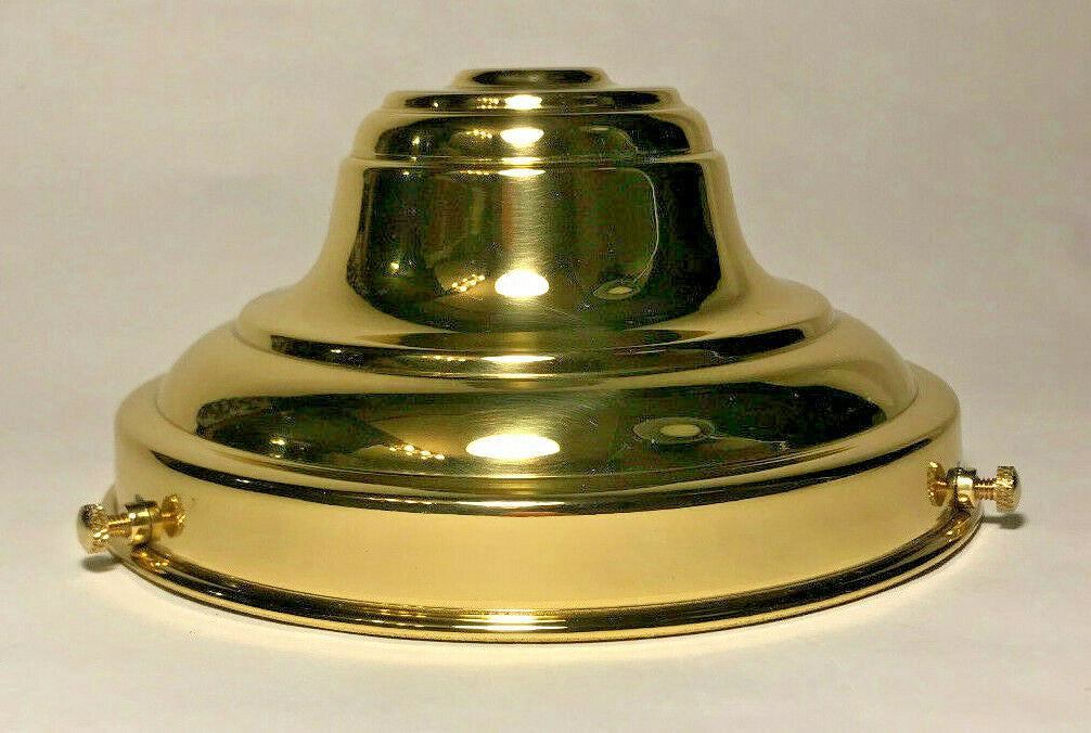 New Spun Brass 6" Fitter Fixture Shade Holder w Set Screws, Polished & Lacquered
