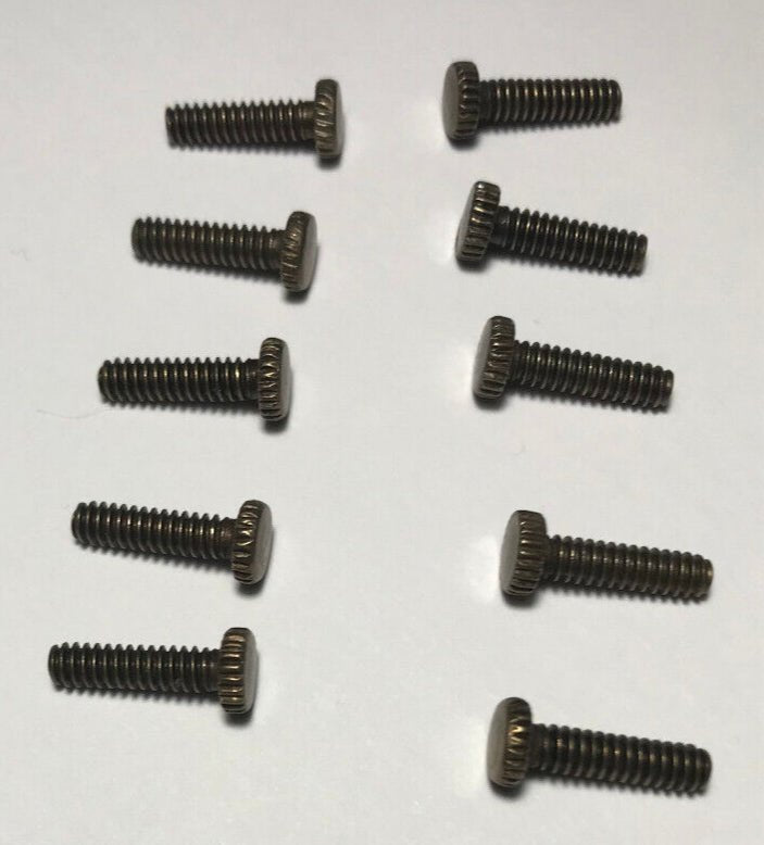 New Lot Of 10 Steel 1/2" Long Antique Brass Finish Thumbhead Screws 6/32 Thread - Stone Door Lamps