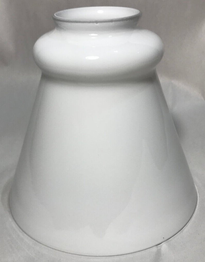 New 2 1/4" Fitter Clear Over Opal White Glass Fixture Lamp Shade, 5 1/8" Heght - Stone Door Lamps