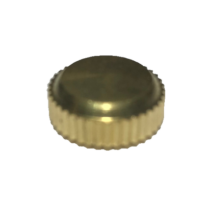 New Unfinished Brass Flat Knurled Bracket Cap, 9/16" dia., Tap 1/8F (3/8") BC704