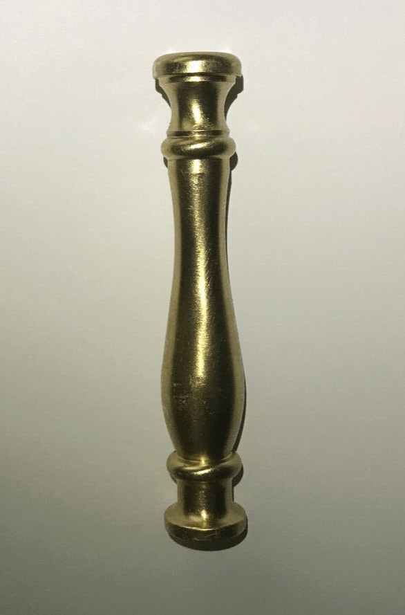 New 4 1/8" Turned Brass Lamp Spindle, 1/8F (3/8"), Polished & Lacquered #LS943 - Stone Door Lamps