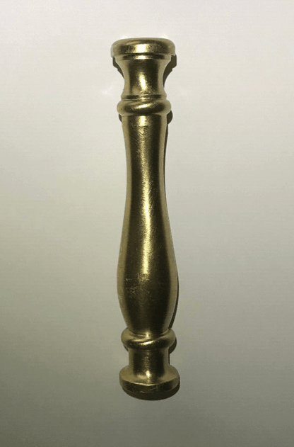 New 4 1/8" Turned Brass Lamp Spindle, 1/8F (3/8"), Polished & Lacquered #LS943 - Stone Door Lamps