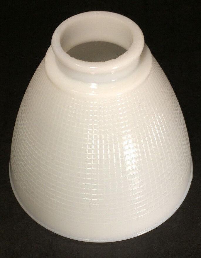 NEW White Opal Milk Glass 6" Floor Table Oil Lamp IES Reflector Waffle Shade - Stone Door Lamps