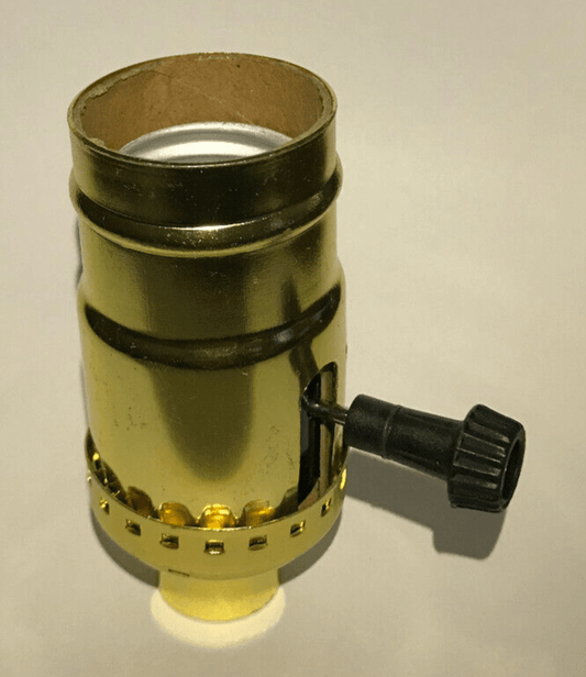New 3 Way Turn Knob E26 Lamp Socket For Standard Bulbs, 1/4 IPS (1/2") Cap 349QC - Stone Door Lamps