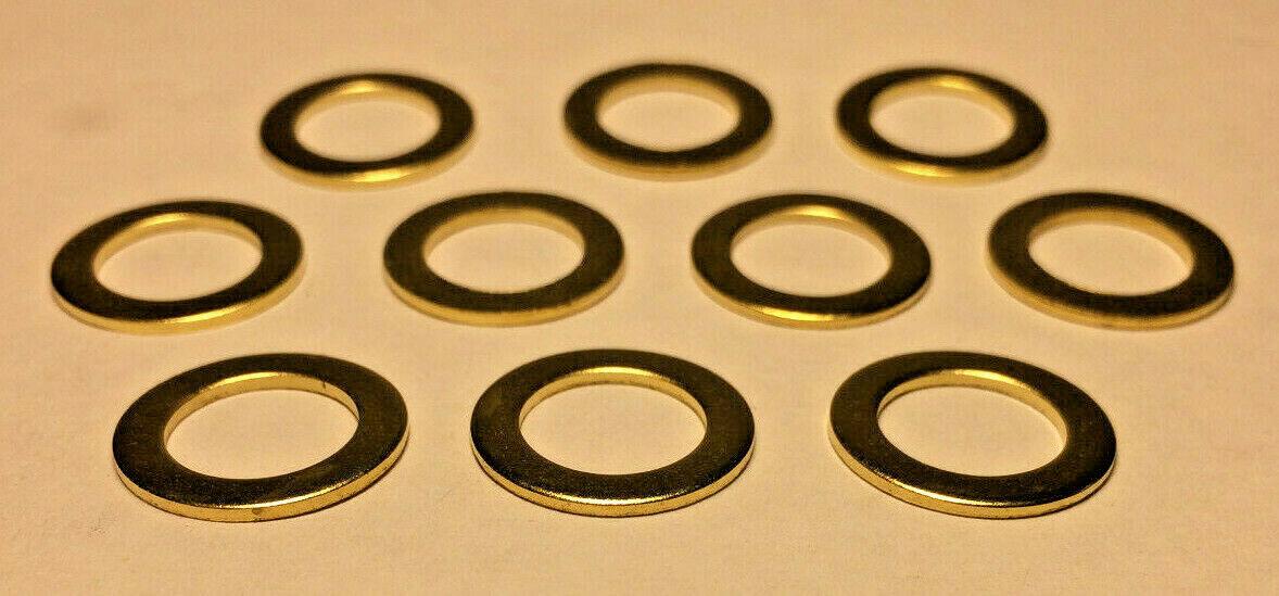 New Lot of 10, 5/8" Brass Plated Steel Washer Lamp Part, 1/8IP Slip (3/8") SW729 - Stone Door Lamps