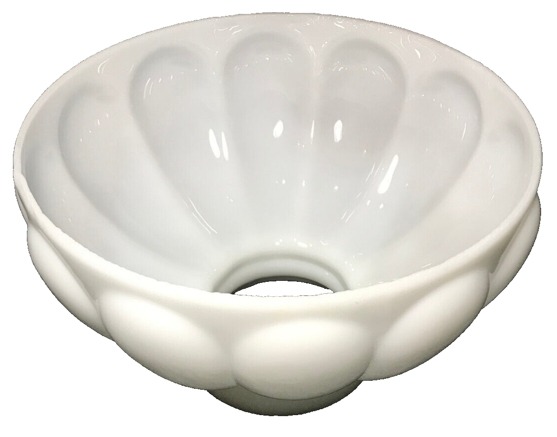 New Melon Student Lamp Shade, Opal White Glass 10" Fitter Hand Blown Made In USA