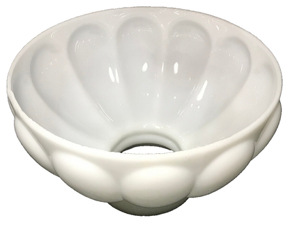 New Melon Student Lamp Shade, Opal White Glass 10" Fitter Hand Blown Made In USA