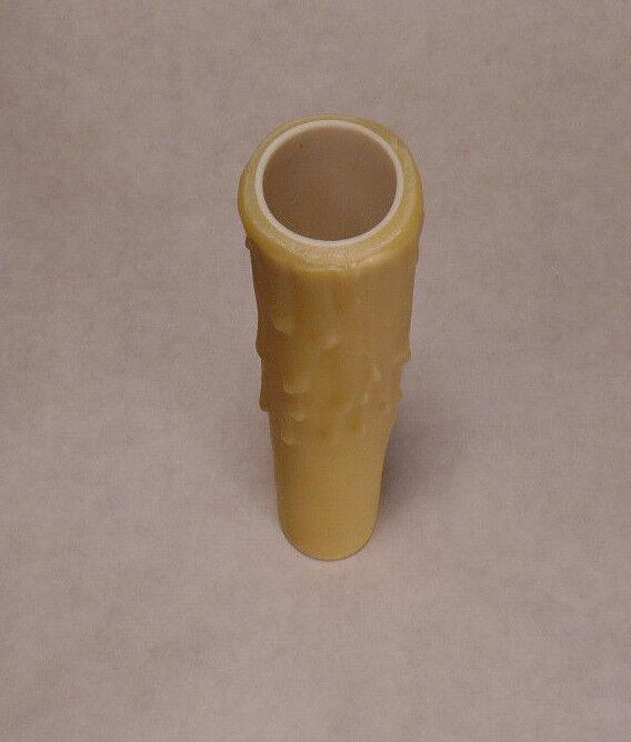 6" Tan Gold PolyBeesWax Chandelier Candelabra Candle Cover with DRIPS CC911G - Stone Door Lamps