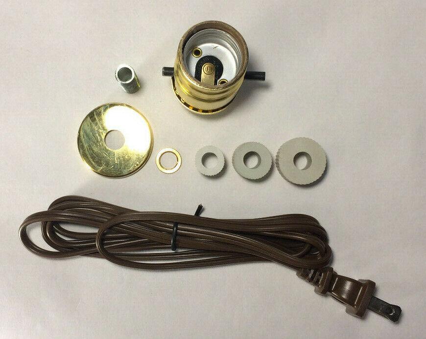 New Jug, Bottle Lamp Adapter Kit With 6 ft. Brown Cord And Hardware #JA336 - Stone Door Lamps