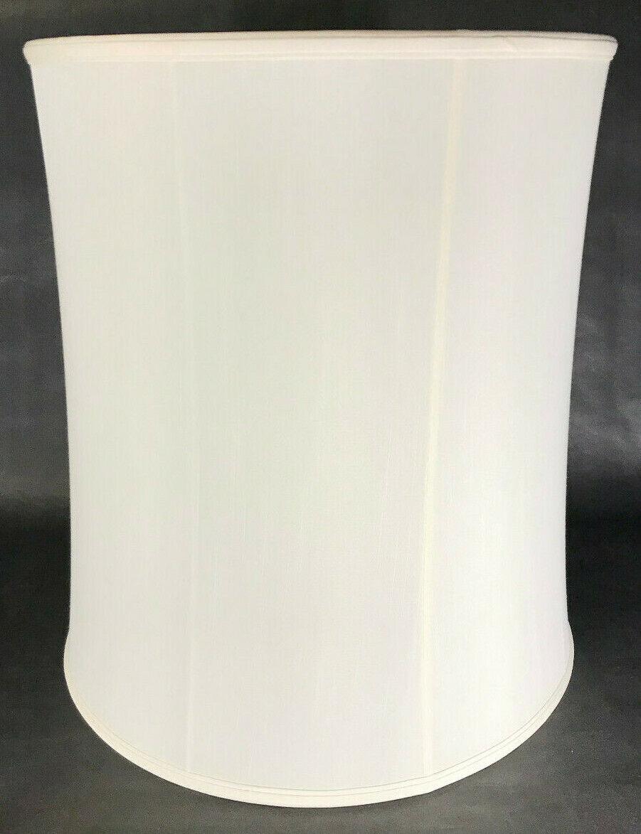 New 14x15x17 Eggshell Satin Cylinder Softback Fabric Lamp Shade, Tissue Shantung - Stone Door Lamps