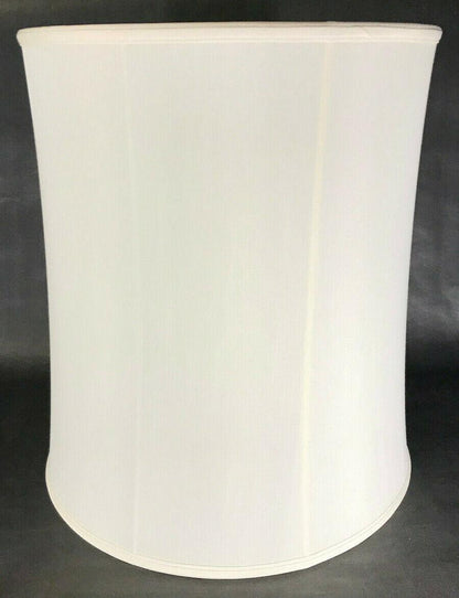 New 14x15x17 Eggshell Satin Cylinder Softback Fabric Lamp Shade, Tissue Shantung - Stone Door Lamps