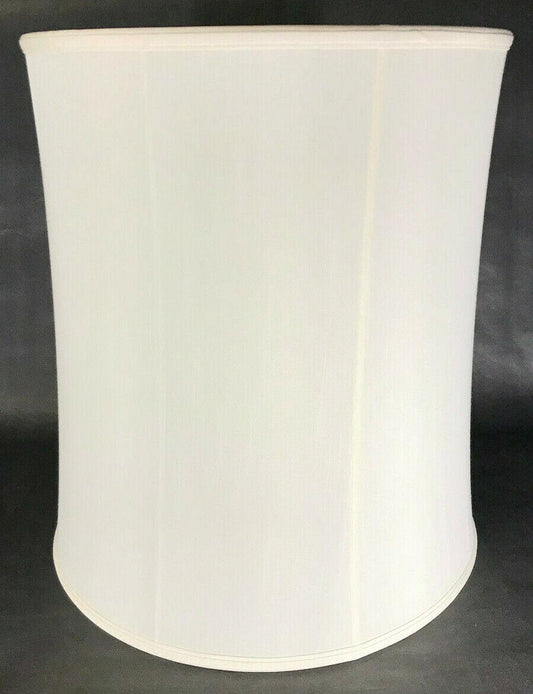 New 14x15x17 Eggshell Satin Cylinder Softback Fabric Lamp Shade, Tissue Shantung - Stone Door Lamps