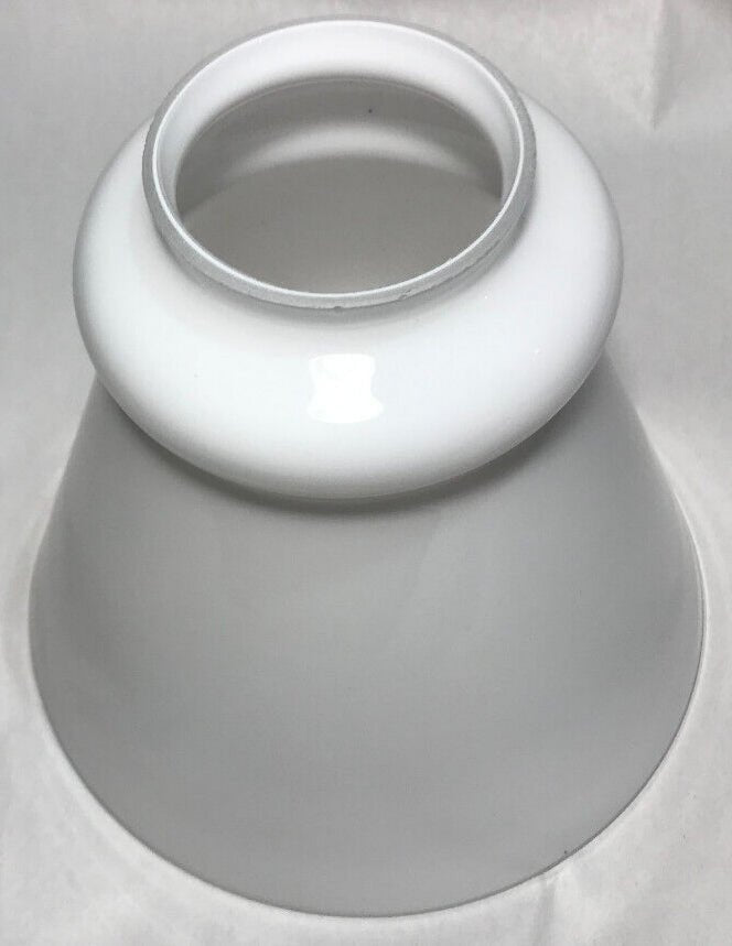 New 2 1/4" Fitter Clear Over Opal White Glass Fixture Lamp Shade, 5 1/8" Heght - Stone Door Lamps