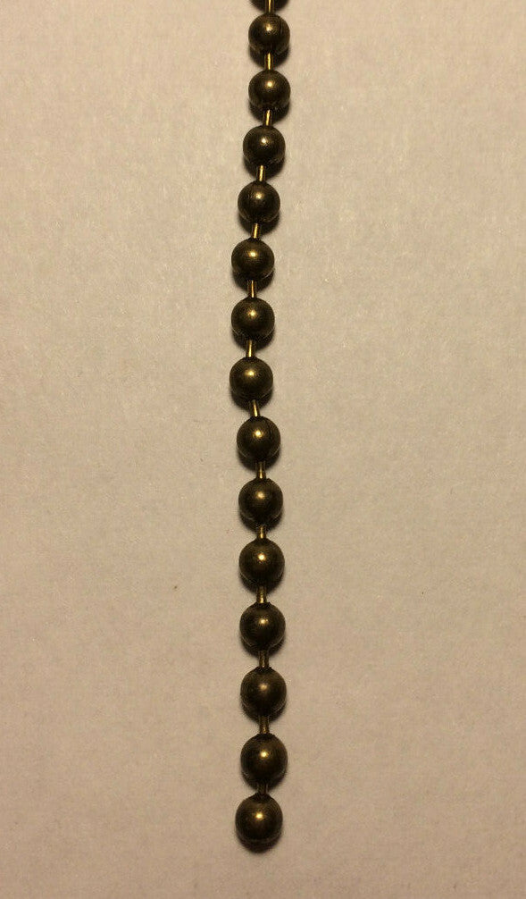 Antique Brass Beaded Chain For Lamp Sockets & Ceiling Fans, Sold Per Ft. #BC600A