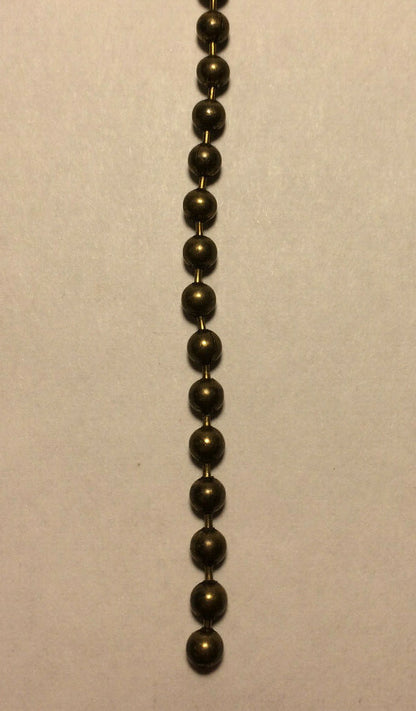 Antique Brass Beaded Chain For Lamp Sockets & Ceiling Fans, Sold Per Ft. #BC600A