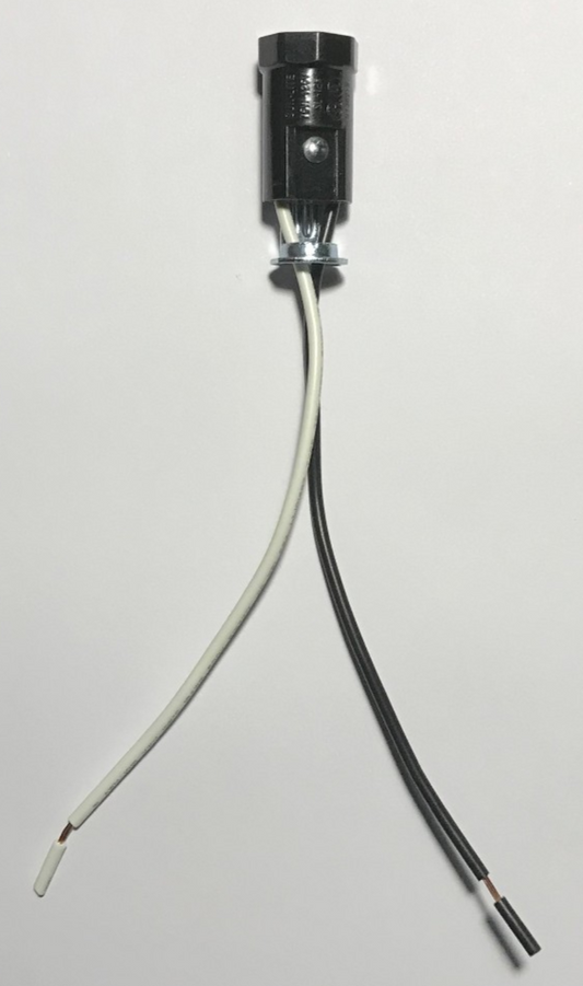 New Phenolic Pigtail E12 Candelabra Socket, 6" Wire Leads, 1/8F Hickey #SO633