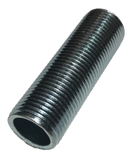 New Seamless 2", 3/8 IP Steel All Thread Zinc Plated Lamp Nipple 5/8" O.D. #341 - Stone Door Lamps