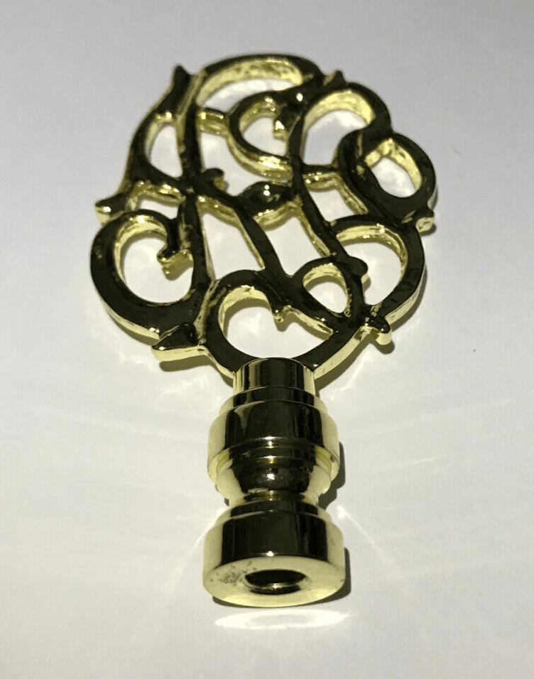 New 3 1/8" Solid Brass Die Cast Lamp Finial, Polished & Lacquered, 1/4 - 27F LF164 - Stone Door Lamps