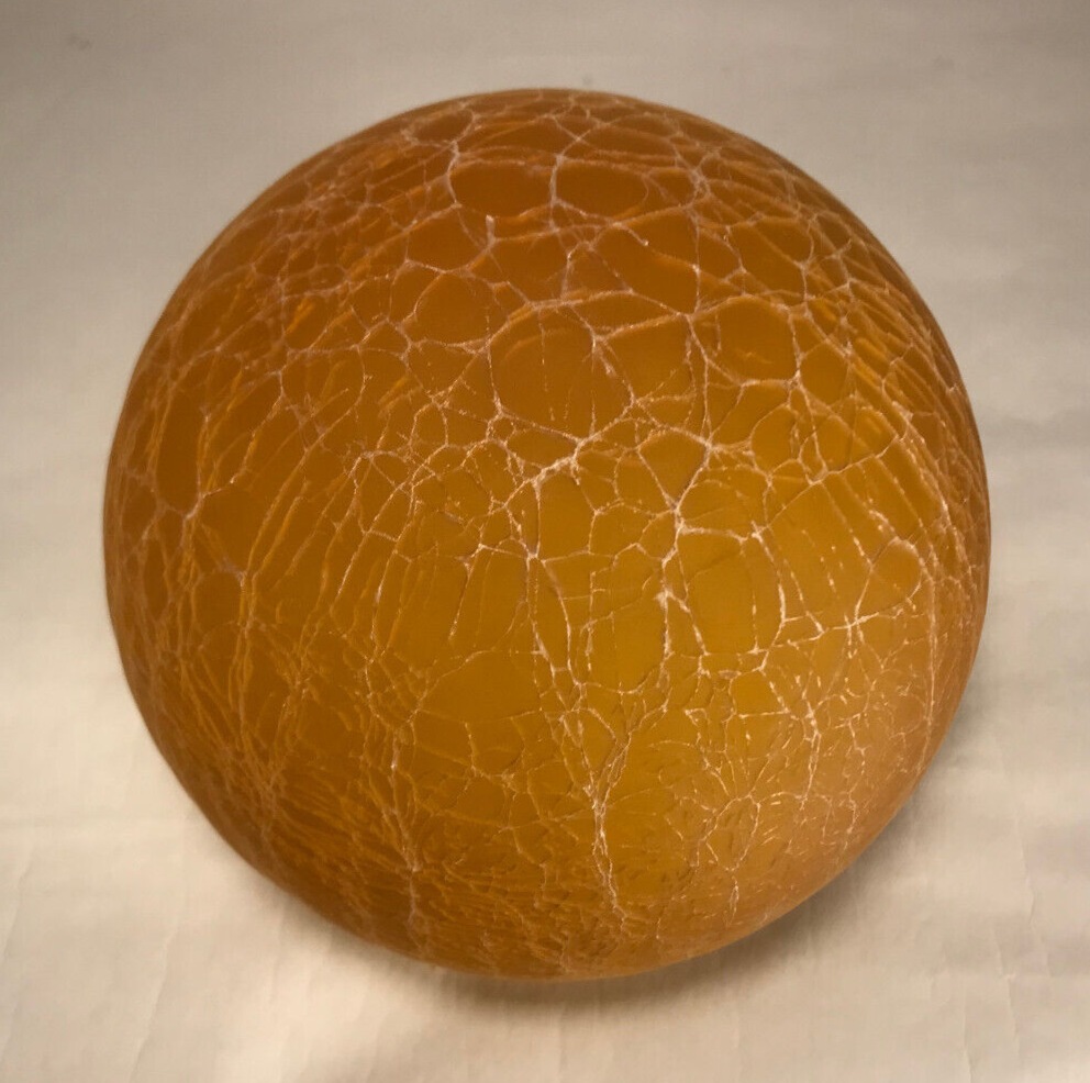 New Art Deco Amber Crackle Glass Lamp Shade, Ball Globe, 3 1/4" Fitter, #CS963