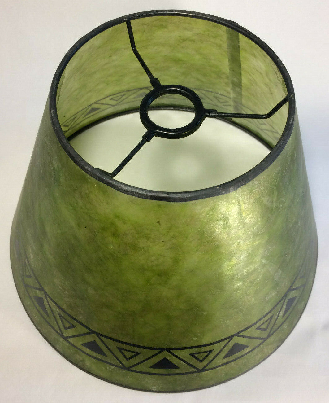 New Craftsmen Green Empire Shaped Mica Lamp Shade W/ Geometric Design Print 709E