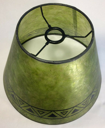New Craftsmen Green Empire Shaped Mica Lamp Shade W/ Geometric Design Print 709E