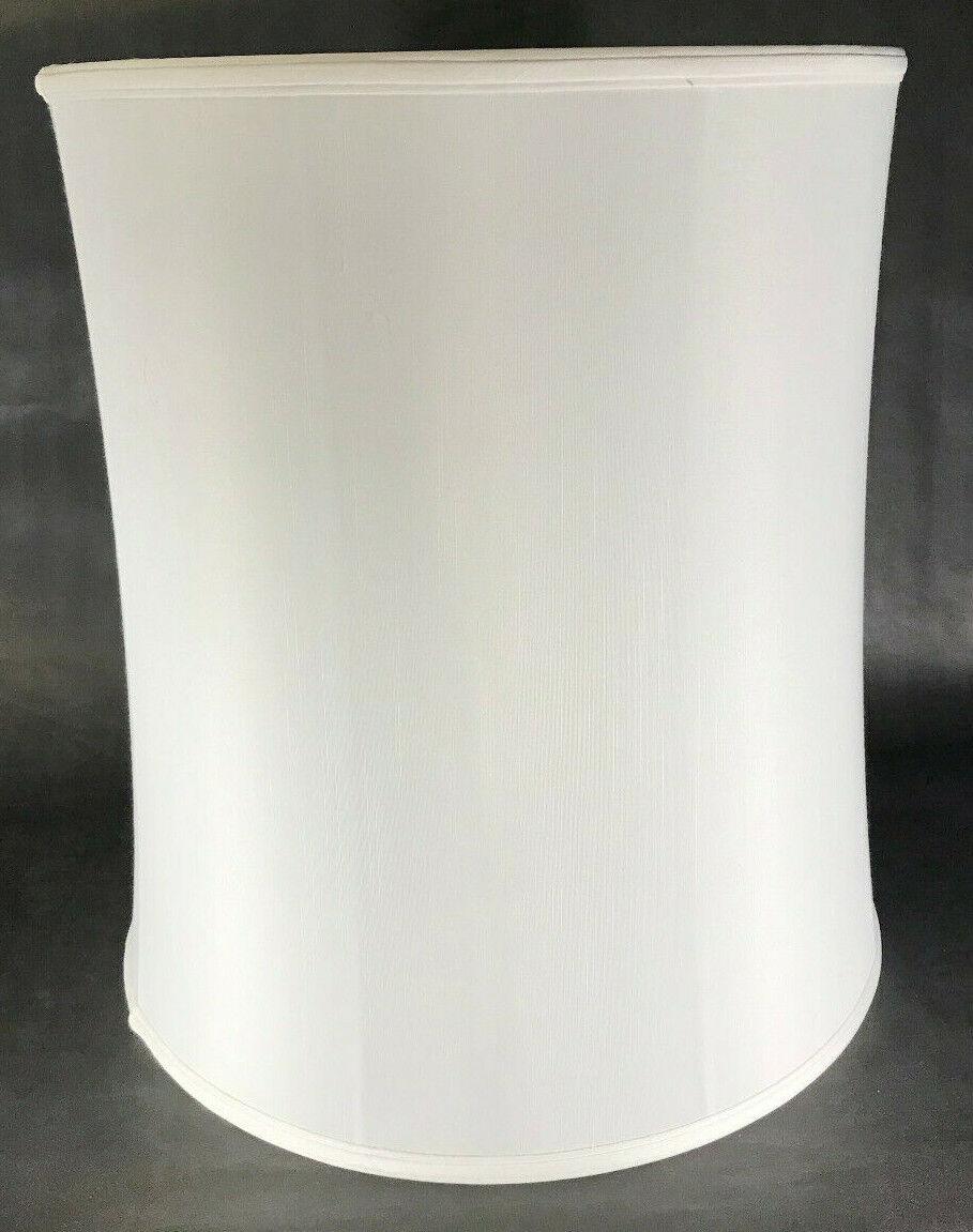 New 15x16x18 Off White Satin Tissue Shantung Cylinder Softback Fabric Lamp Shade - Stone Door Lamps