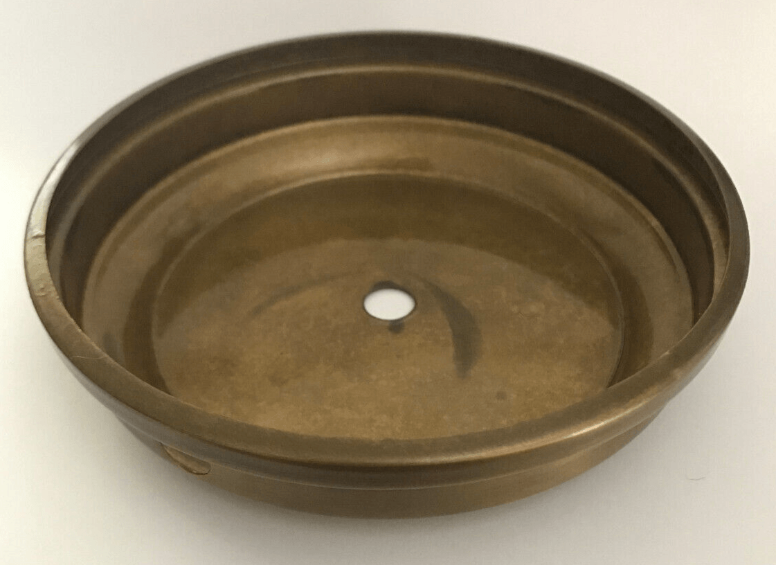 New 4" Diameter Lamp Base, Modern Style Solid Spun Brass, Flared Antique Finish - Stone Door Lamps
