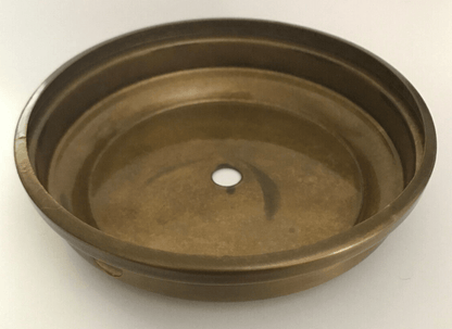 New 4" Diameter Lamp Base, Modern Style Solid Spun Brass, Flared Antique Finish - Stone Door Lamps