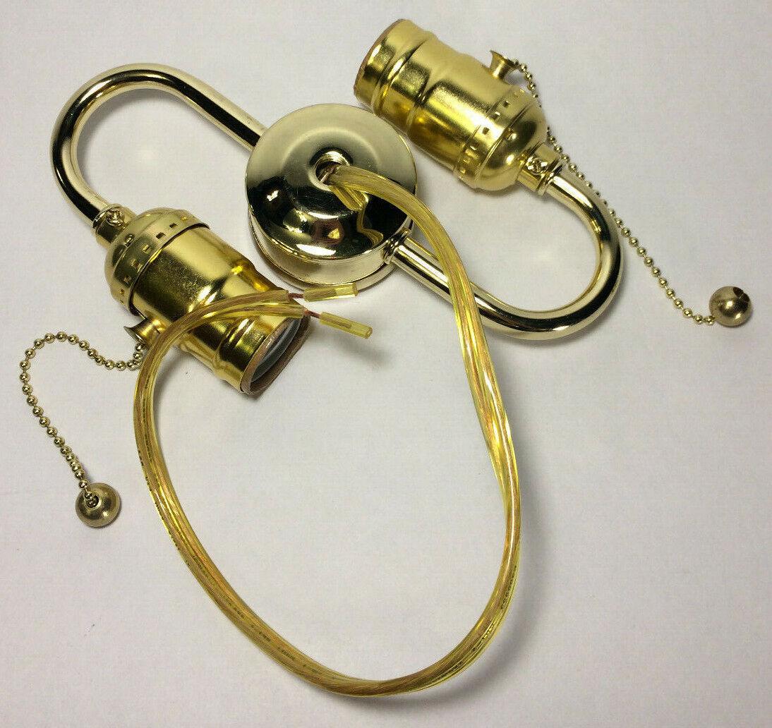 New Wired S - Type 2 - Light Lamp Cluster w/ Pull Chain Sockets, Brass Finish #LC412 - Stone Door Lamps