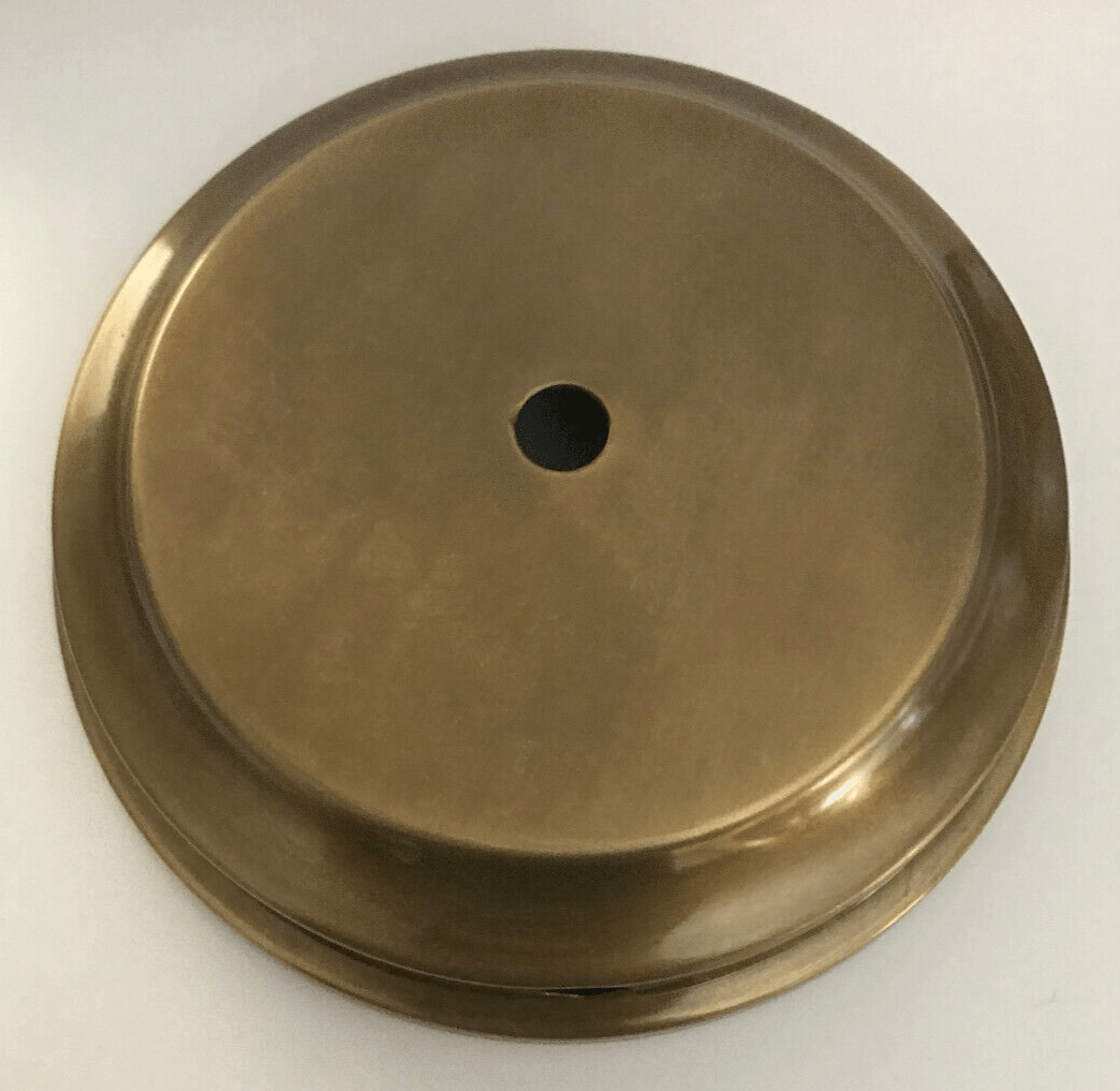 New 4" Diameter Lamp Base, Modern Style Solid Spun Brass, Flared Antique Finish - Stone Door Lamps