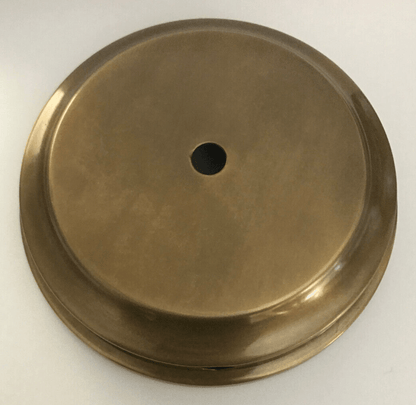 New 4" Diameter Lamp Base, Modern Style Solid Spun Brass, Flared Antique Finish - Stone Door Lamps