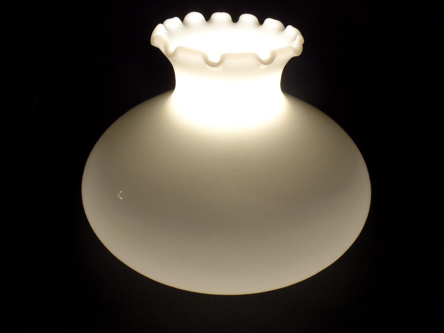 New 10" Opal White Milk Glass Tam - O - Shanter Lamp Shade, Crimped Top, USA, #SH101 - Stone Door Lamps