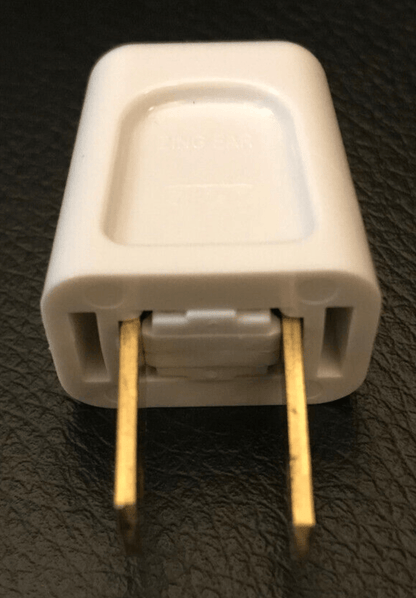 New White Quick Connect Lamp Plug For SPT - 1 Cord, Polarized Blades, U.L. #PL563 - Stone Door Lamps