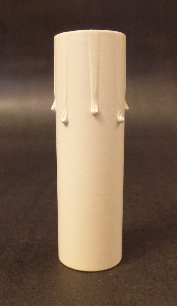 3" Ivory Paper Board Candle Cover w/ Drips Chandelier Lamp Socket, Candelabra